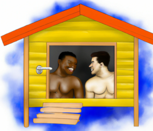 Dois homens na Sauna Gay Ficcionado arte digital