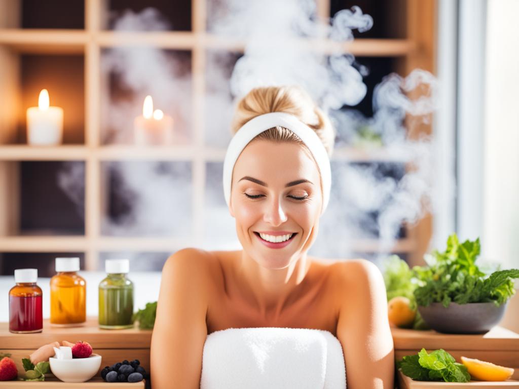 sauna e desintoxicação sauna e desintoxicação, mulher sente o prazer dos efeitos de sauna