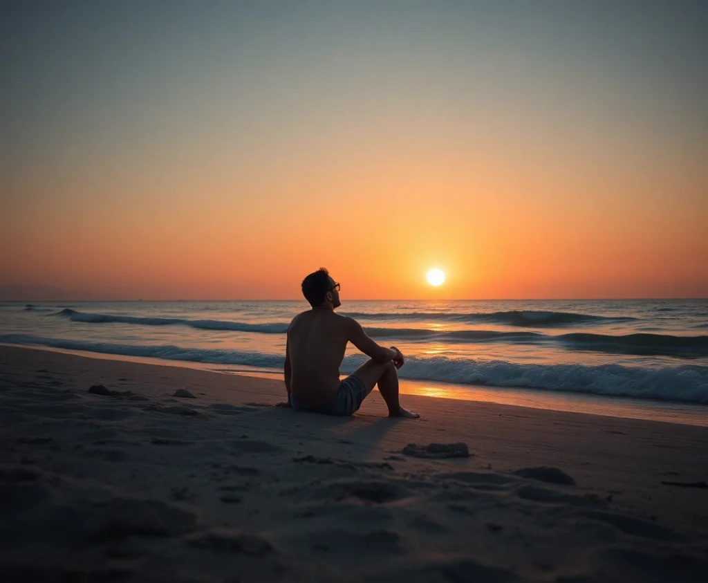 Uma pessoa está sentada numa praia, de frente para o oceano e a observar o pôr do sol, enquanto as ondas chegam suavemente à costa. Enquanto isso, reflete sobre como recusar gentilmente os avanços de um admirador homossexual com educação e respeito. Uma pessoa está sentada numa praia, de frente para o oceano e a observar o pôr do sol, enquanto as ondas chegam suavemente à costa. Enquanto isso, reflete sobre como recusar gentilmente os avanços de um admirador homossexual com educação e respeito.