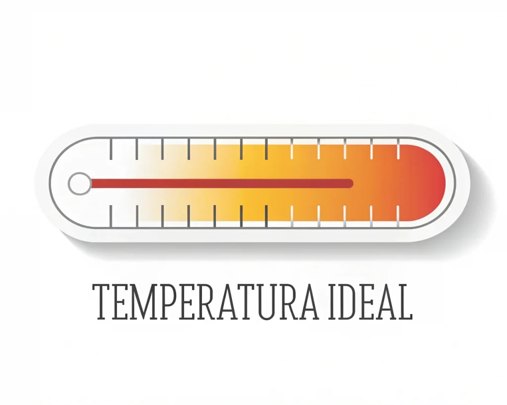 Ilustração de um termômetro exibindo um gradiente de temperatura quente, com a legenda "Temperatura Ideal" por baixo, oferecendo dicas de sauna para uma experiência ótima. Ilustração de um termômetro exibindo um gradiente de temperatura quente, com a legenda "Temperatura Ideal" por baixo, oferecendo dicas de sauna para uma experiência ótima.