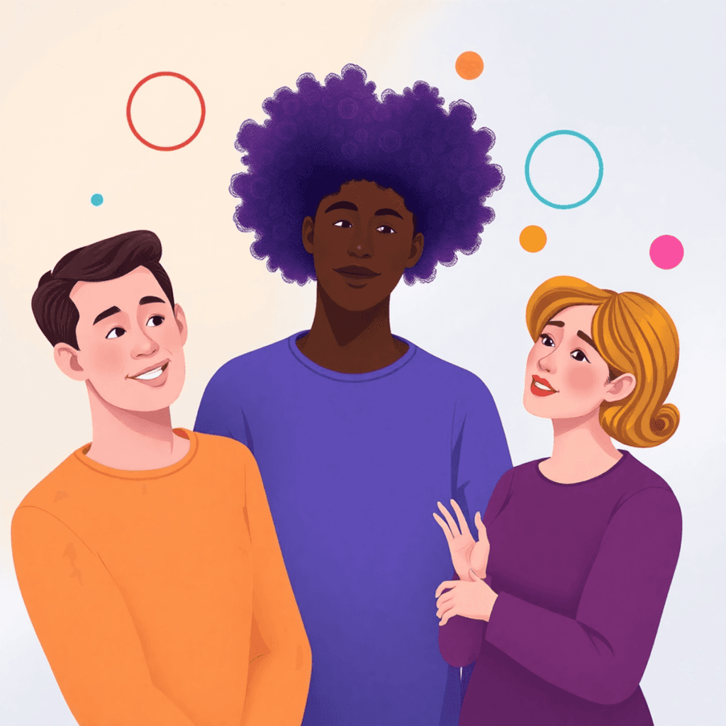 Grupo diverso de pessoas participando de uma discussão sobre saúde mental, cercado por símbolos de interseccionalidade, em um fundo suave e acolhedor. Grupo diverso de pessoas participando de uma discussão sobre saúde mental, cercado por símbolos de interseccionalidade, em um fundo suave e acolhedor.